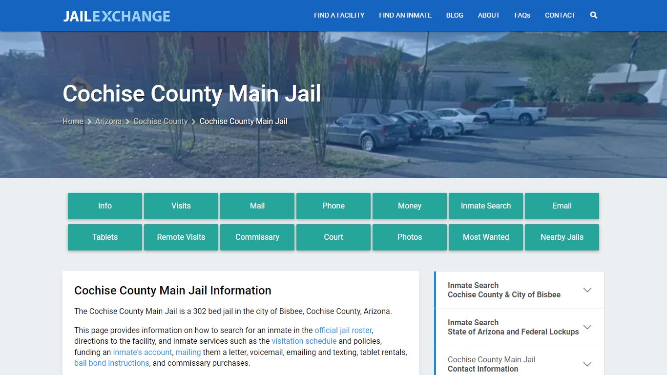 Cochise County Main Jail, AZ Inmate Search, Information