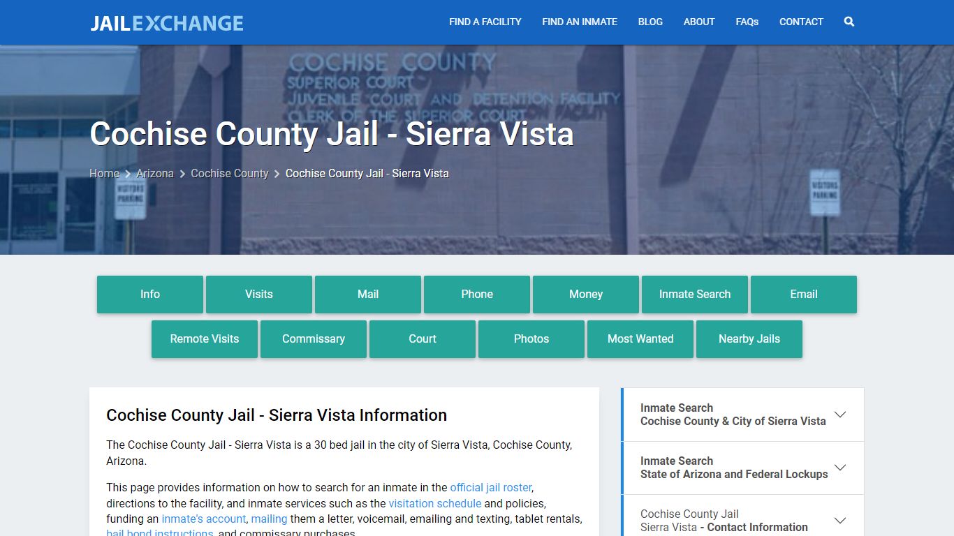 Cochise County Jail - Sierra Vista, AZ Inmate Search, Information